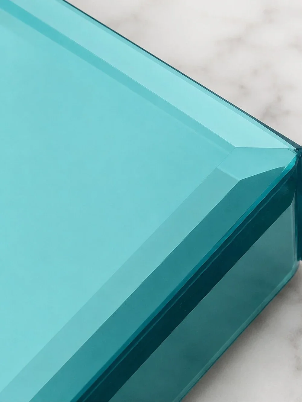 Stackers Turquoise Beveled Glass Jewelry Box Mirrored Vanity Organizer